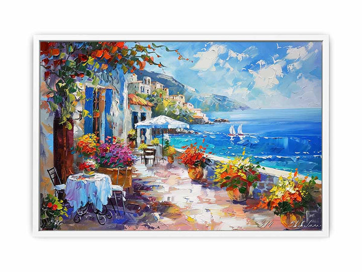 Beachside Cafe Framed Print