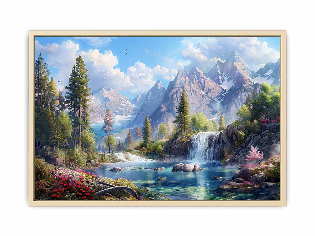 Mountain Waterfall  Art Print