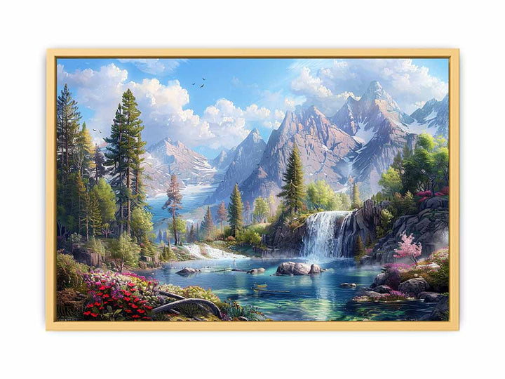 Mountain Waterfall  Streched canvas