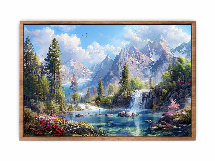Mountain Waterfall Poster