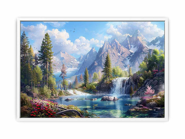 Mountain Waterfall Framed Print