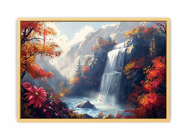 Autumn Waterfall  Streched canvas