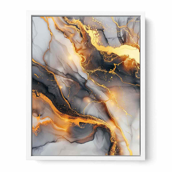 Black Gold Marble Art Framed Print