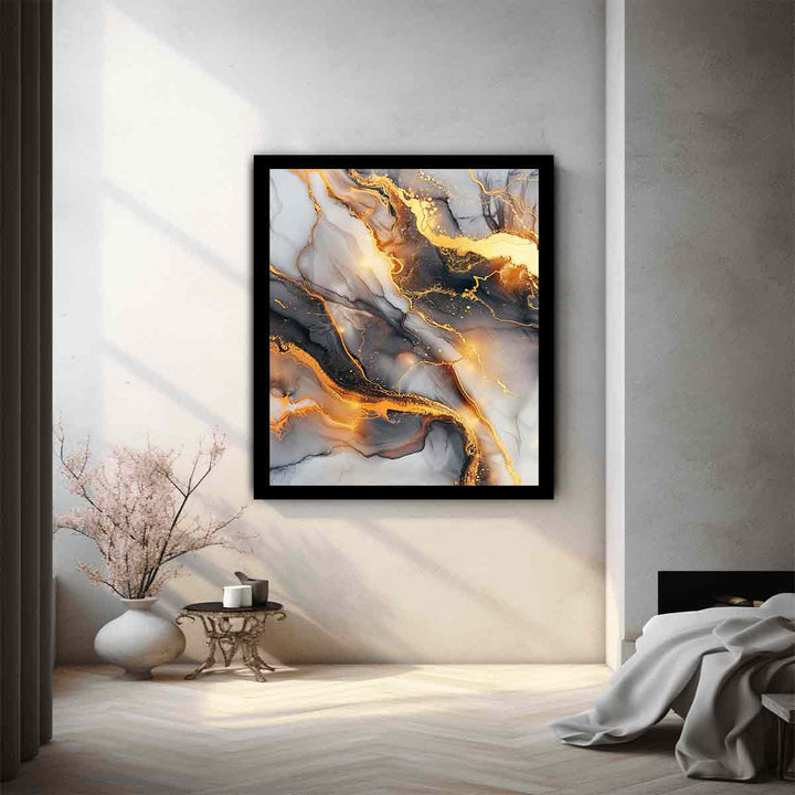 Black Gold Marble Art Painting