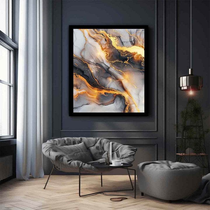 Black Gold Marble Art Painting