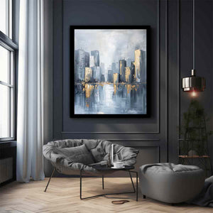 Cityscape Tall Buildings Painting