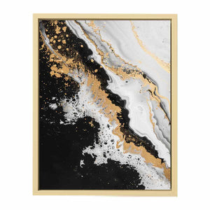 Black Gold Waves Painting  Framed Print