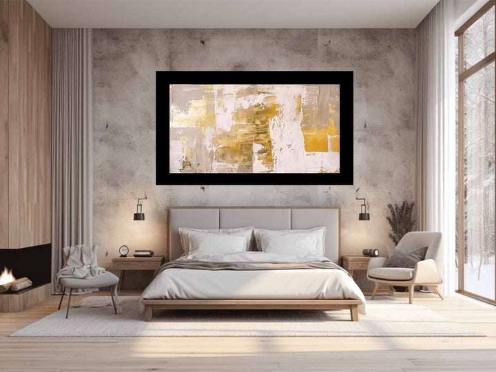 White Gold Abstract Art Painting