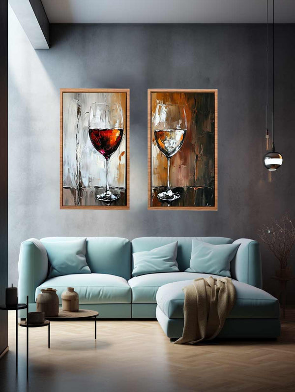 Red and White wine framed art