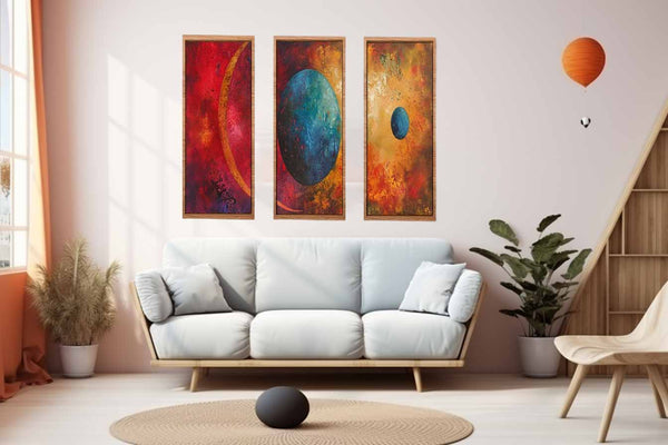 3 piece earth moon painting 