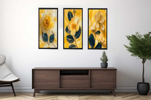 Botanical Yellow Flowers  - 3 Piece Set

