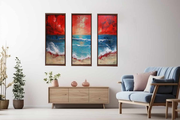 3 Panel Beach  Art Painting