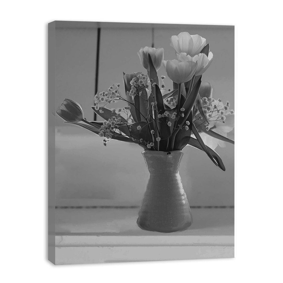 Black And White Flower Vase  Painting