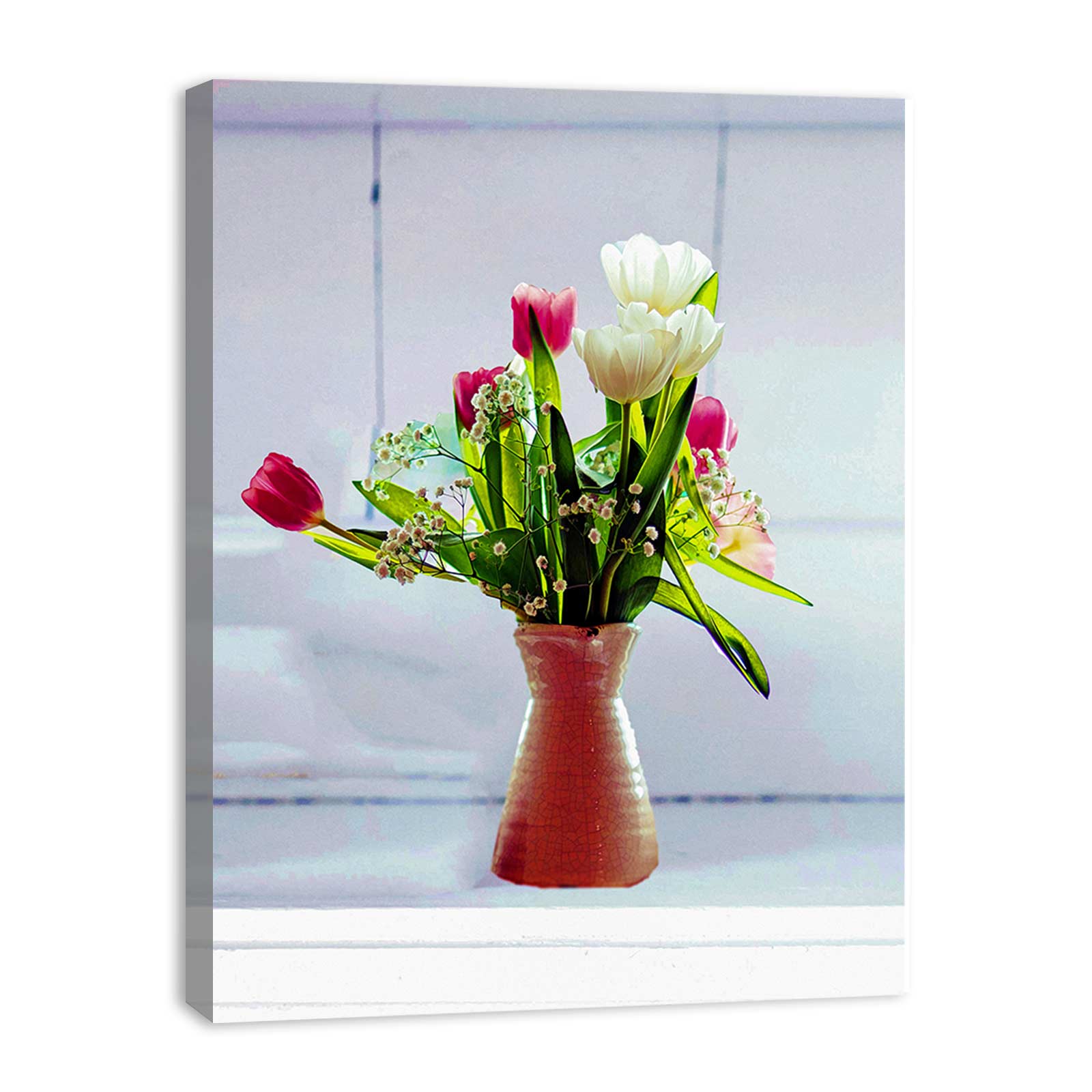 Purple White Flower Vase  Painting