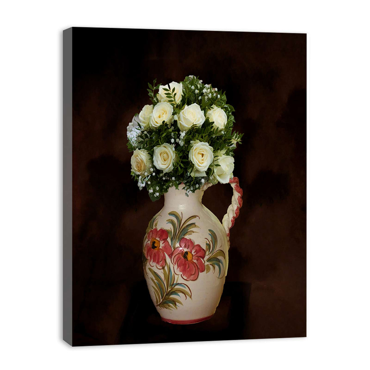 White Rose Flowers Painting