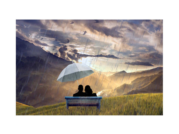 Love in Rain  Couple Painting