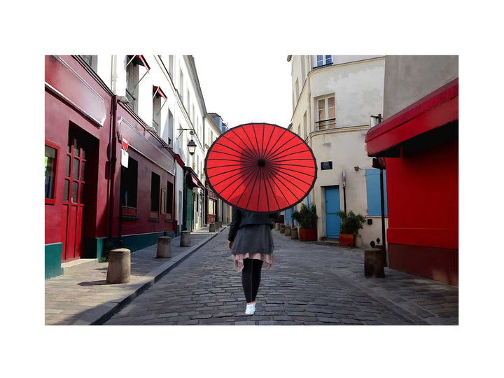 Women Red Umbrella Painting