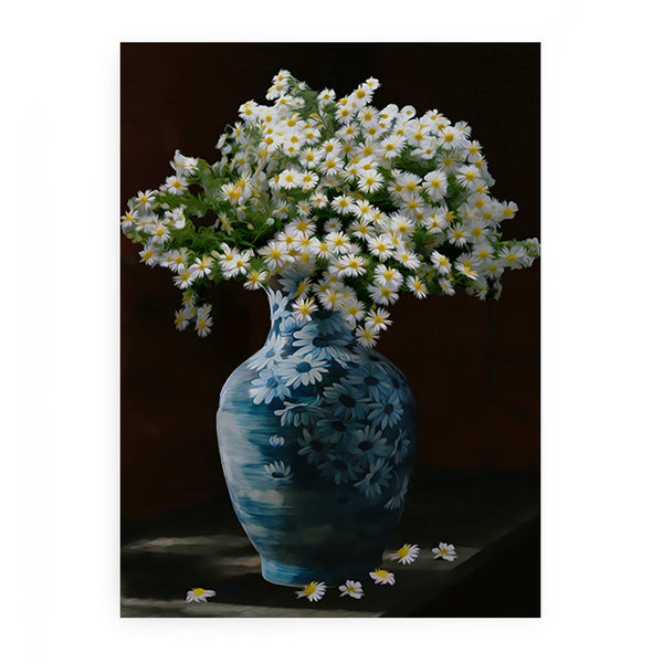 White Yellow Flower Still Life Painting