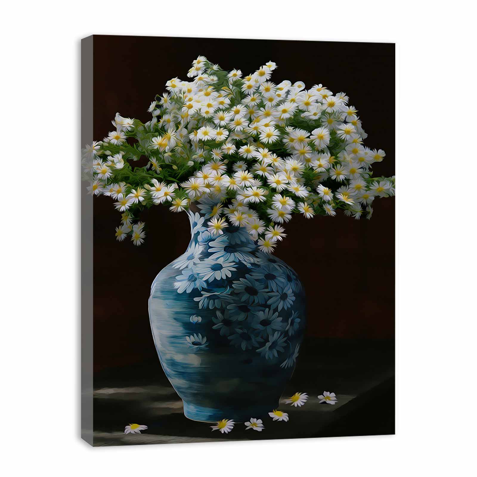 White Yellow Flower Still Life Painting
