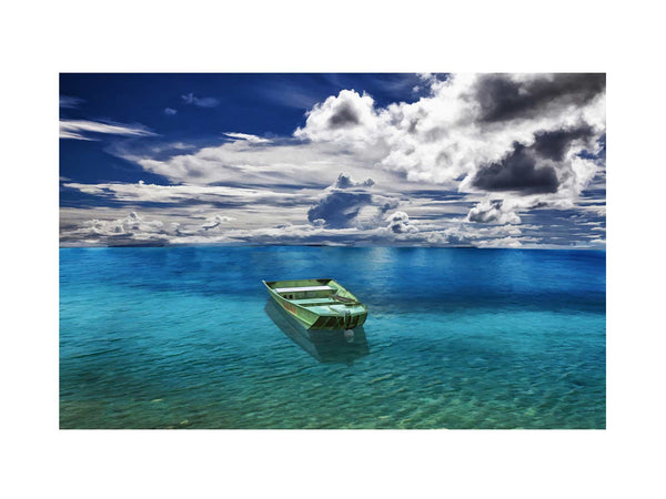 Green Boat Ocean Painting