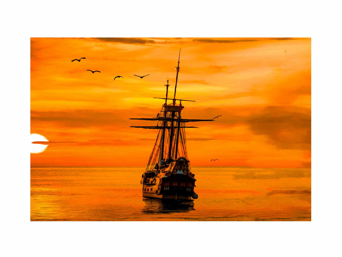 Ship Sunrise Painting 