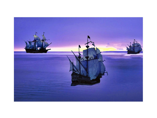 Blue Sailing Ship Painting 