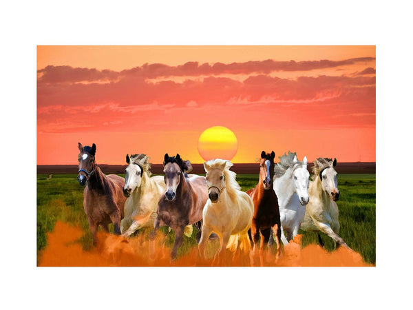 Seven Horse Painting with sunrise