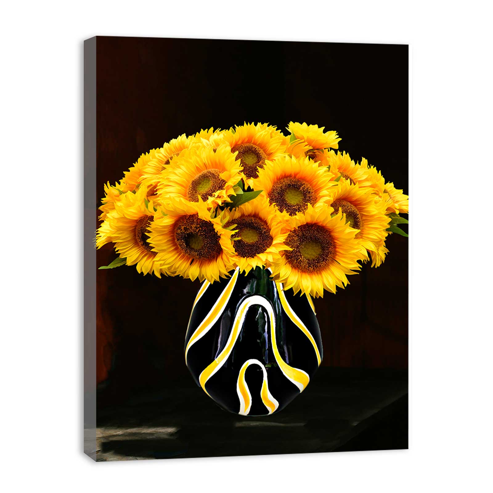 Sunflower Vase Yellow And Black Painting