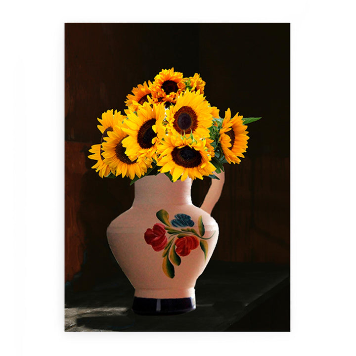 Sunflower White Vase Painting