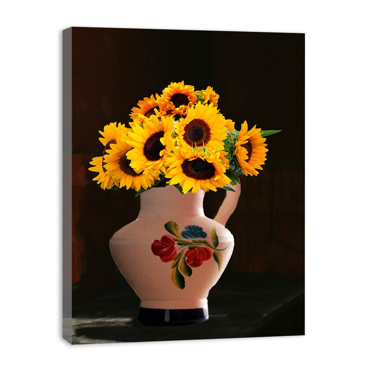 Sunflower White Vase Painting