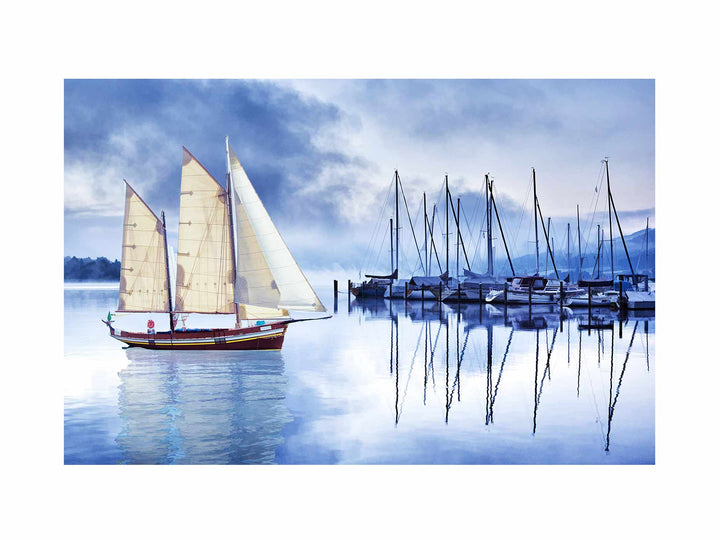 Sailing Ship Blue Painting 