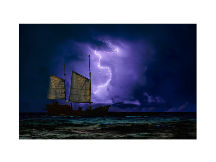Lightning  And Ship Painting