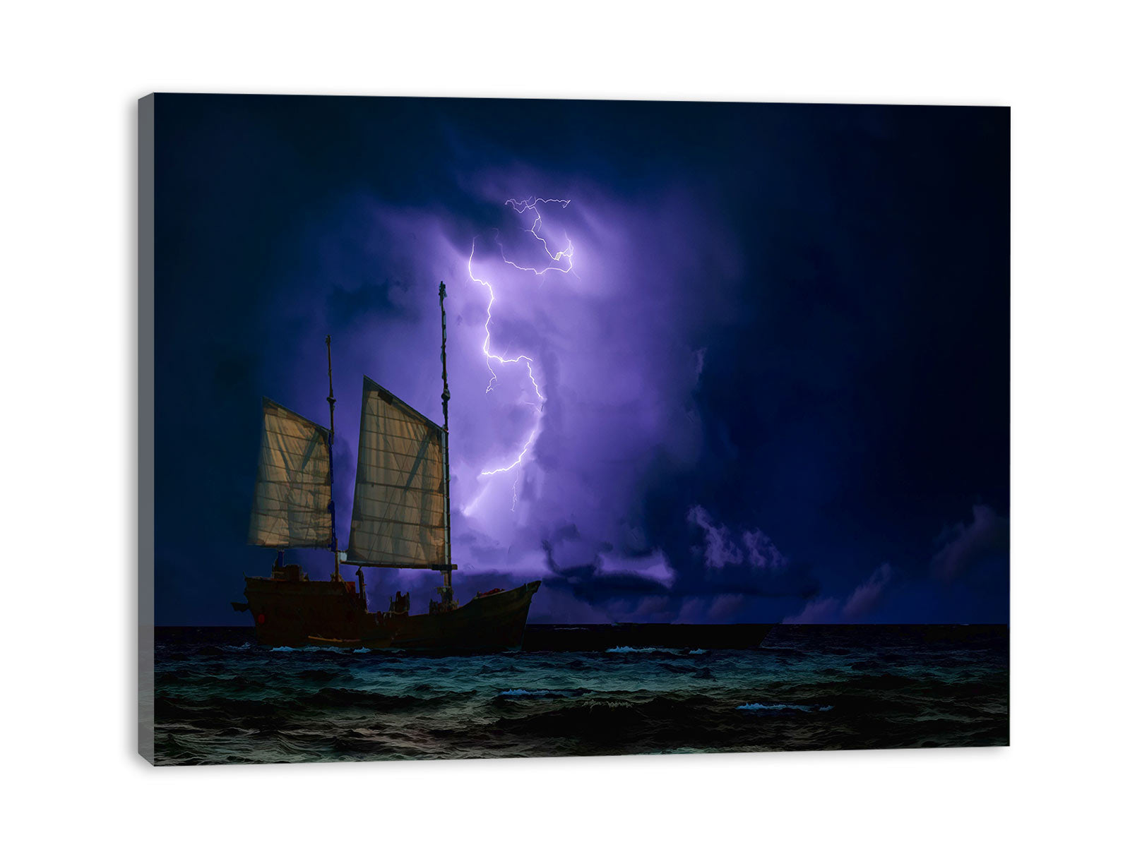 Lightning  And Ship Painting