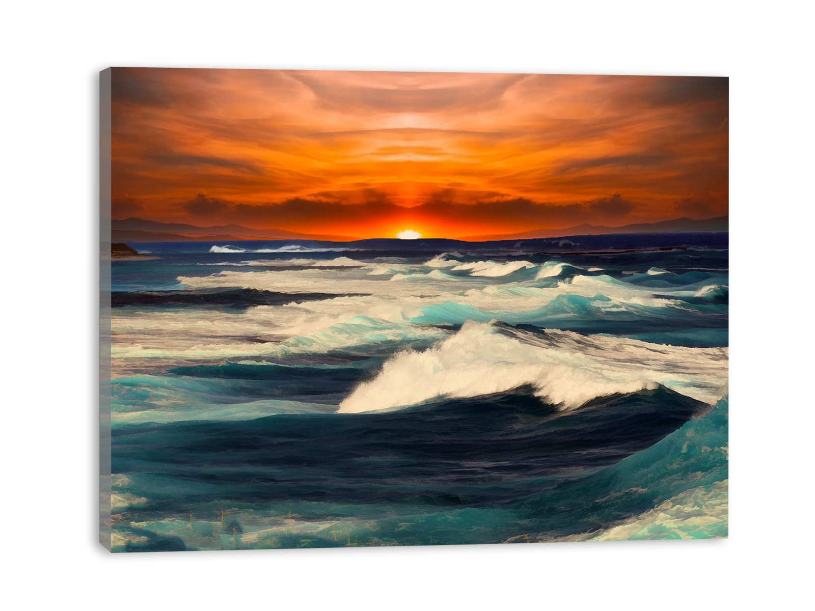 Sunrise Blue Lake Painting