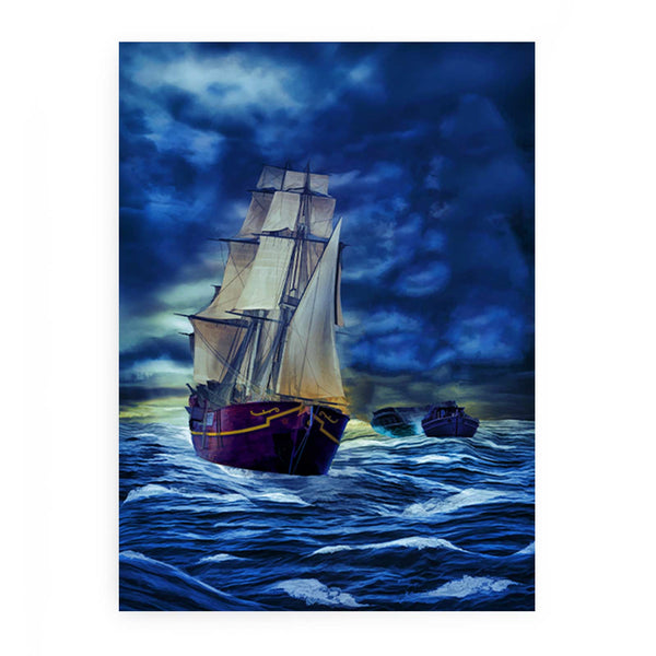 Sailing Ship in Storm Painting