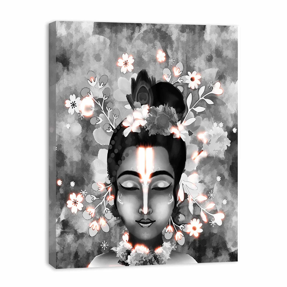 Black And White Krishna Painting