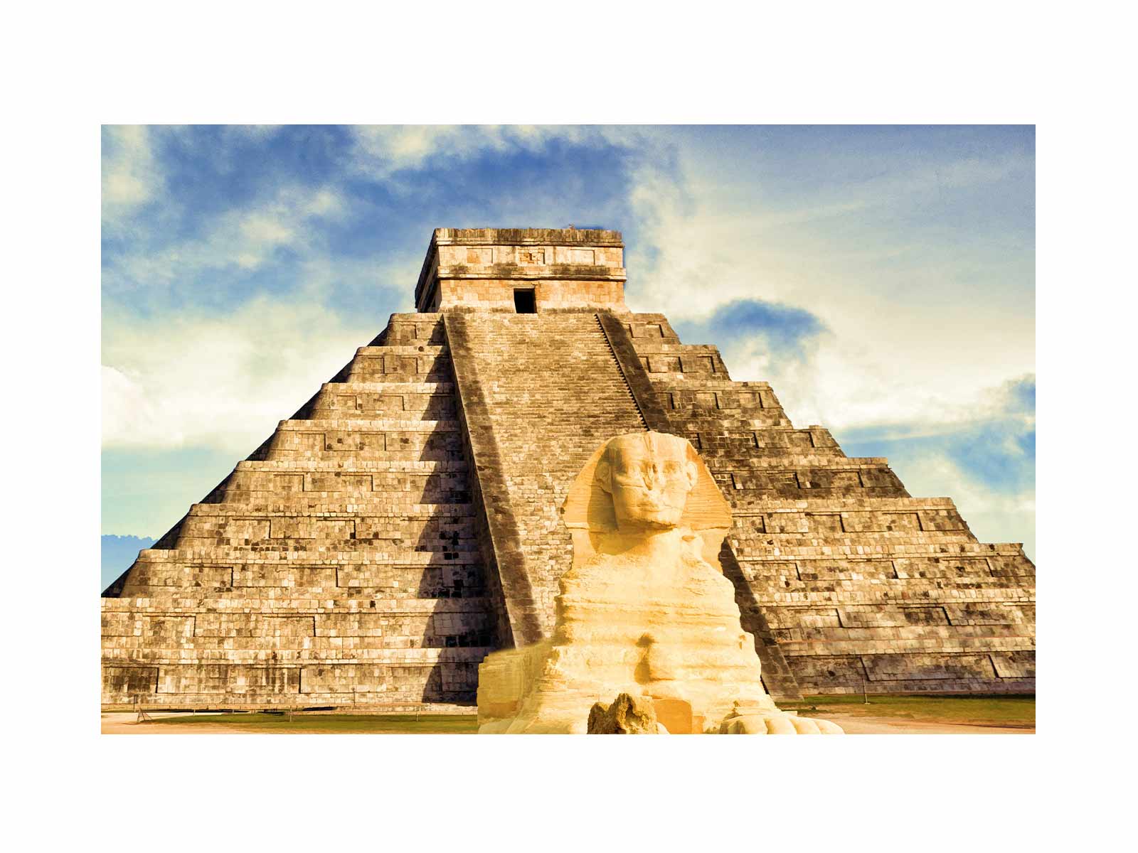 Pyramid Painting on canvas Art Print.
