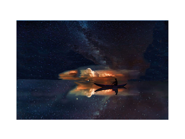 Man Boat  Galaxy Universe Painting 