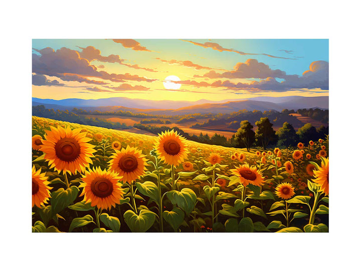 Sunflower At Sunset Art 