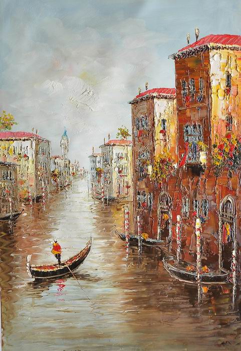 Venice Knife Brown Red Art Painting