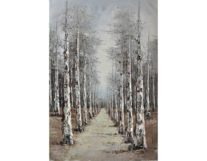 Birch Grey Tree Knife Art Painting