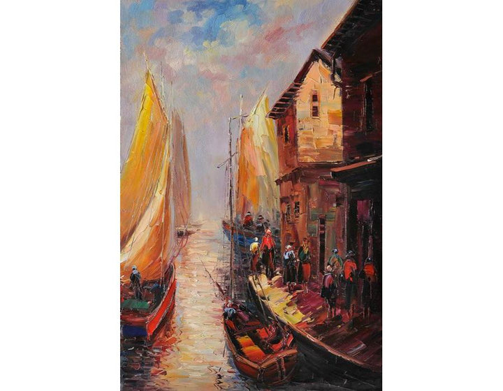 Brown Building Boat Knife Art  Painting