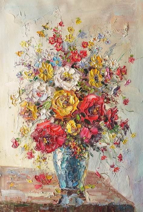 Knife Art Flower Red And Yellow Painting Set