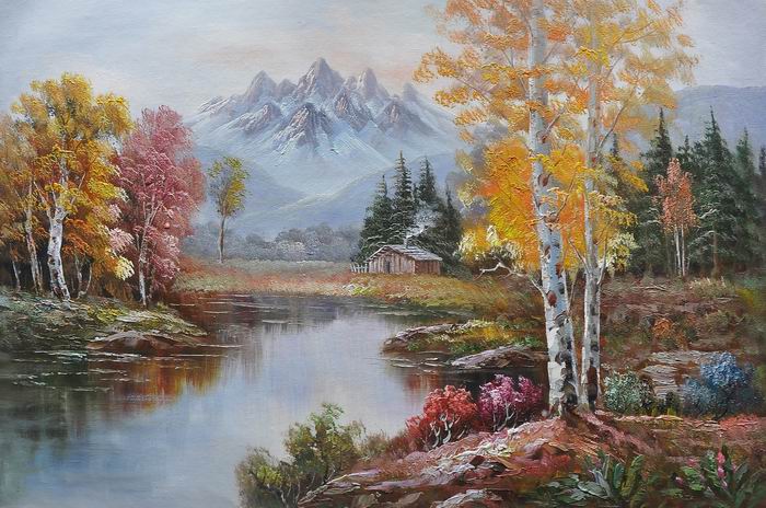 Knife Art Hill River Landscape Painting Set