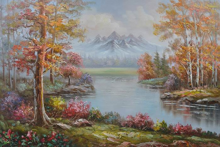 Knife Tree River Art Landscape Painting Set