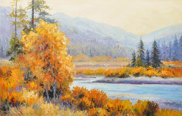 Knife River Tree Landscape Art Painting