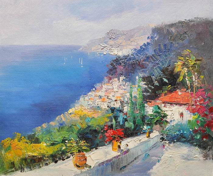 Knife Art Mountain Mediterranean Painting