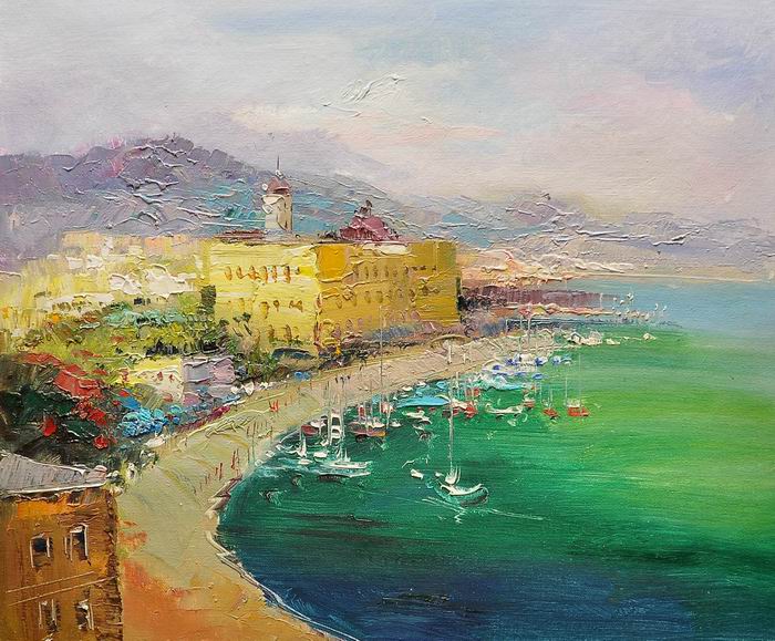 Knife Green Sea Art Mediterranean Painting