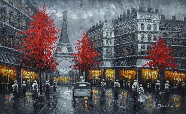 Knife Art Red Tree Paris Painting