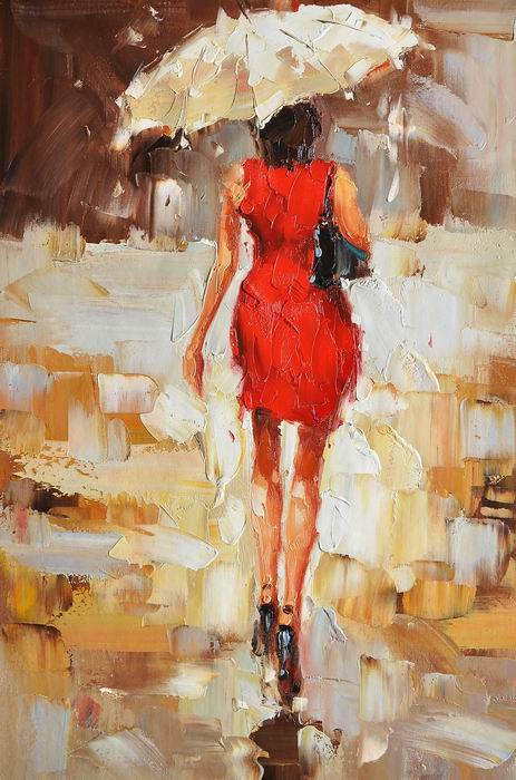 Red lady Dress Knife Art Painting